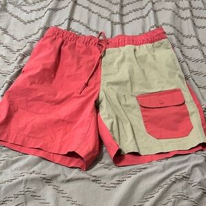 The North Face Two-Tone Red and Tan Swim Trunks